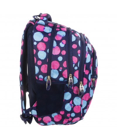 Plecak BackUP B 1 niebieskie i różowe bąble do szkoły + GRATIS słuchawki - plecak szkolny dla młodzieży, plecak w kropki