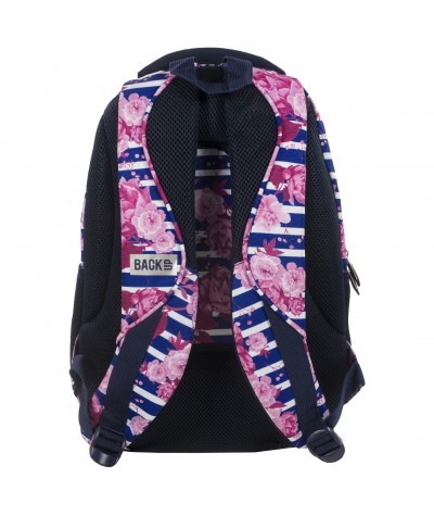 Plecak BackUP B 34 begonie do szkoły + GRATIS słuchawki - plecak w kwiaty, modny plecak dla dziewczyny