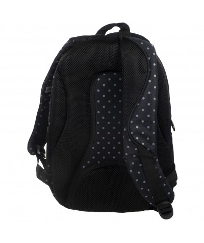 Plecak BackUP B28 czarny w szare kropki do szkoły + GRATIS słuchawki czarny plecak, klasyczny plecak dla chłopaka, modny plecak