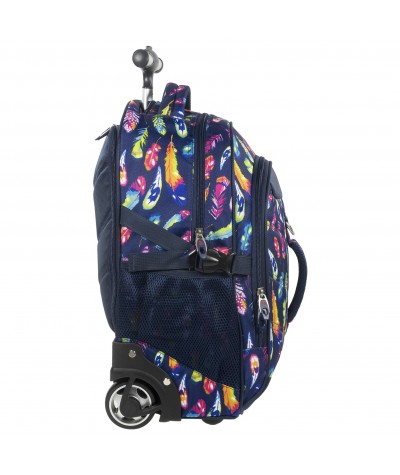 Plecak na kółkach BackUP K 24 pióra do szkoły - modny plecak dla dziewczynki, modny plecak dla dziewczyn