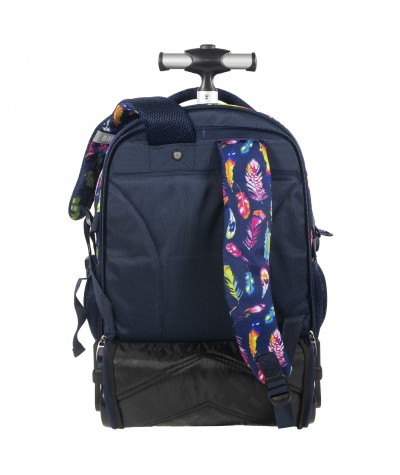 Plecak na kółkach BackUP K 24 pióra do szkoły - modny plecak dla dziewczynki, modny plecak dla dziewczyn