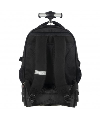 Plecak na kółkach BackUP K 27 czarny do szkoły - czarny plecak na kółkach, czarny plecak z rączka, czarny plecak