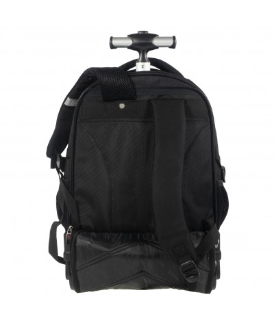 Plecak na kółkach BackUP K 27 czarny do szkoły - czarny plecak na kółkach, czarny plecak z rączka, czarny plecak