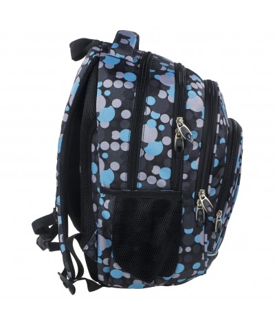 Plecak BackUP A 16 szaro-niebieskie kropki do szkoły + GRATIS słuchawki - modny plecak szkolny dla chłopaka, fajny plecak