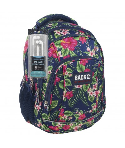 Plecak BackUP A 12 hibiskus do szkoły + GRATIS słuchawki