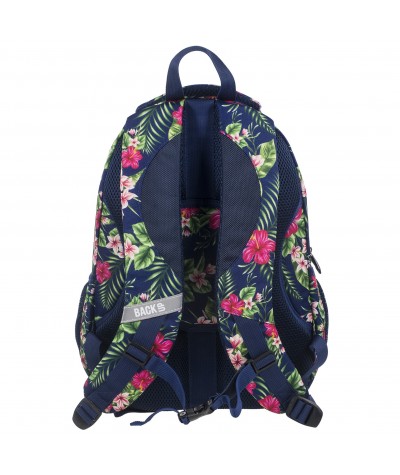 Plecak BackUP A 12 hibiskus do szkoły + GRATIS słuchawki - modny plecak dla dziewczyny, plecak w kwiaty
