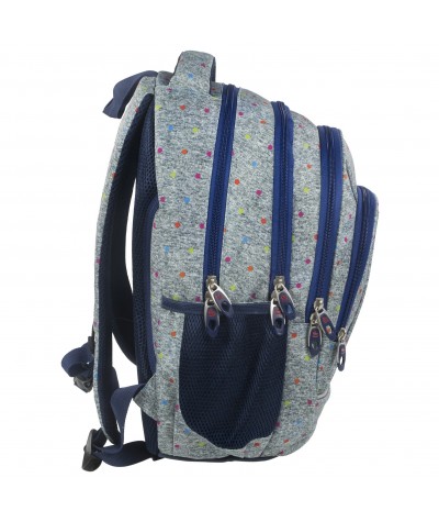 Plecak BackUP A 11 szary w kropki do szkoły + GRATIS słuchawki - modny plecak dla młodzieży, fajny plecak