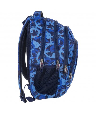 Plecak BackUP A 8 niebieskie kółka do szkoły + GRATIS słuchawki - młodzieżowy plecak, modny plecak do szkoły