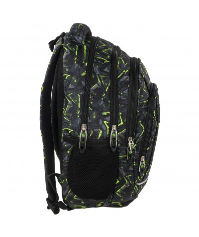 Plecak BackUP A 31 szaro-zielona abstrakcja do szkoły + GRATIS słuchawki - młodzieżowy plecak, modny plecak do szkoły
