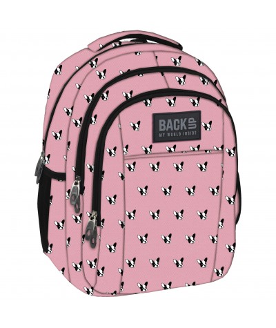 Plecak BackUP H 17 buldogi do szkoły - plecak dla dziewczynki w buldogi, plecak w pieski 