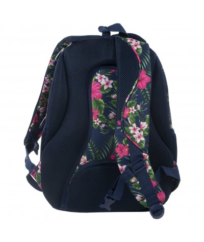 Plecak BackUP D 12 hibiskus do szkoły + GRATIS słuchawki - kolorowy plecak wzór florystyczny dla dziewczyny, plecak w kwiaty