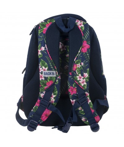 Plecak BackUP D 12 hibiskus do szkoły + GRATIS słuchawki - kolorowy plecak wzór florystyczny dla dziewczyny, plecak w kwiaty