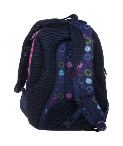 Plecak BackUP D 18 niebieski w kółka do szkoły + GRATIS słuchawki - kolorowy plecak dla dziewczyny, modny plecak dla dziewczyny