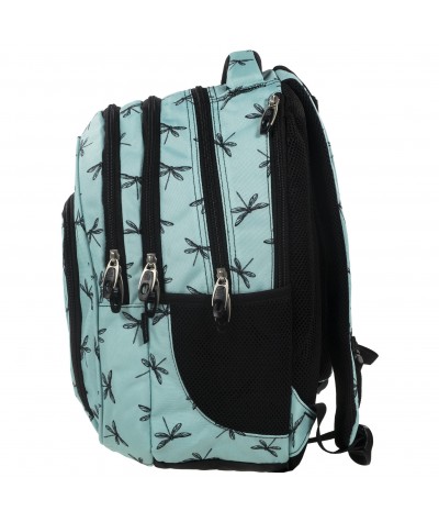 Plecak BackUP D 23 ważki do szkoły + GRATIS słuchawki - miętowy plecak dla dziewczyny, modny plecak dla dziewczyny