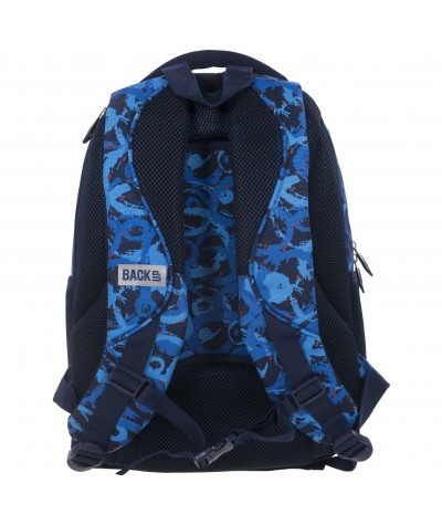 Plecak BackUP D 8 do szkoły niebieskie kółka + GRATIS słuchawki - niebieski plecak dla chłopaka w modny wzór abstrakcji