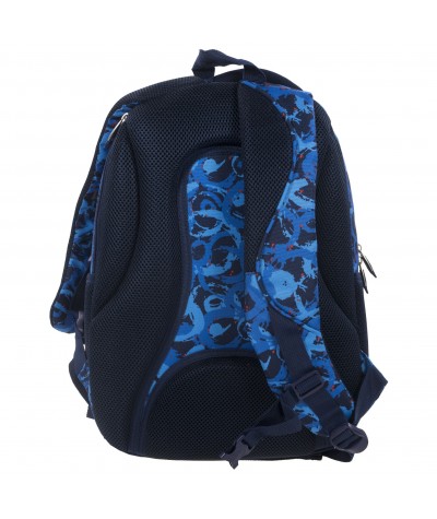 Plecak BackUP D 8 do szkoły niebieskie kółka + GRATIS słuchawki - niebieski plecak dla chłopaka w modny wzór abstrakcji