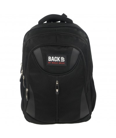 Plecak BackUP E 27 czarny do szkoły - czarny męski plecak, plecak dla faceta, czarny plecak szkolny