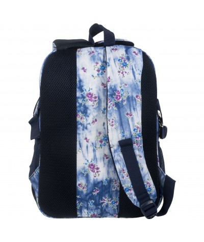 Plecak BackUP G 44 kwiaty na dżinsie lekki do szkoły - plecak dla dziewczyny, dżinsowy plecak w kwiatki, kwiaty na dżinsie