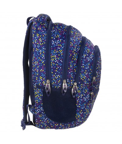 Plecak BackUP C 3 granatowy w kropki do szkoły  - fajny plecak dla dziewczyny, modny plecak dla dziewczyny, młodzieżowy plecak