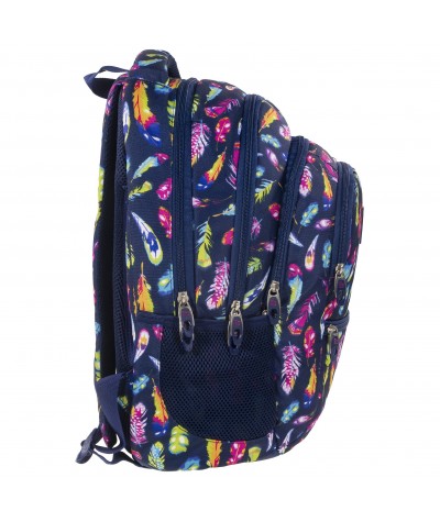 Plecak BackUP C 24 piórka do szkoły - fajny plecak dla dziewczyny, modny plecak dla dziewczyny, młodzieżowy plecak