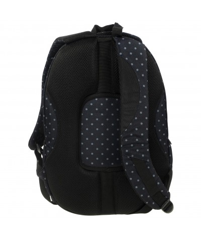 Plecak BackUP C 28 czarny w szare kropki do szkoły - fajny plecak dla młodzieży, modny plecak dla młodzieży, młodzieżowy plecak