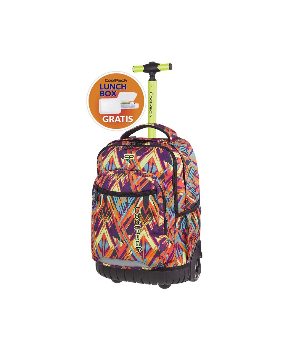 Plecak na kółkach CoolPack CP SWIFT COLOR VIBES pomarańczowe mazaje dla dziewczyny, plecak ze stelażem + śniadaniówka gratis