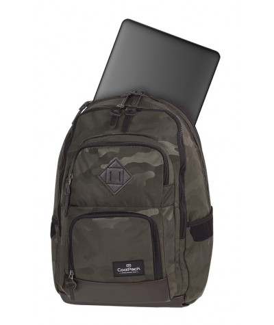 Plecak młodzieżowy CoolPack CP UNIT CAMO OLIVE GREEN ciemnooliwkowe moro - A568 - oliwkowe moro plecak, plecak moro dla chłopaka
