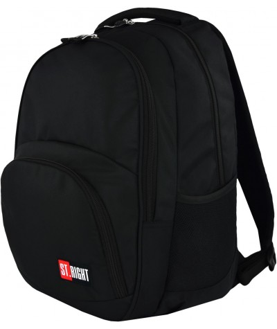 Plecak młodzieżowy ST.RIGHT ST.BLACK czarny BP23 - czarny plecak, czarny plecak męski, męski plecak, plecak dla faceta