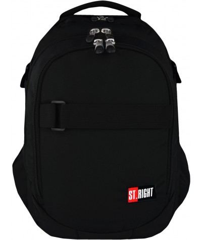 Plecak młodzieżowy ST.RIGHT 2-komory ST.BLACK czarny BP34 - czarny, męski plecak, męski plecak, czarny plecak, plecak dla faceta