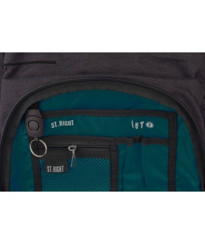 Plecak młodzieżowy na laptop ST.RIGHT przygaszony szary DIM GRAY MELANGE BP35 - ciemnoszary plecak, plecak szary ciemny, plecak 