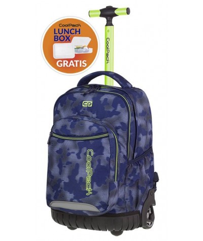 Plecak na kółkach CoolPack CP SWIFT MISTY GREEN Niebieski z zielonym, + lunch box gratis