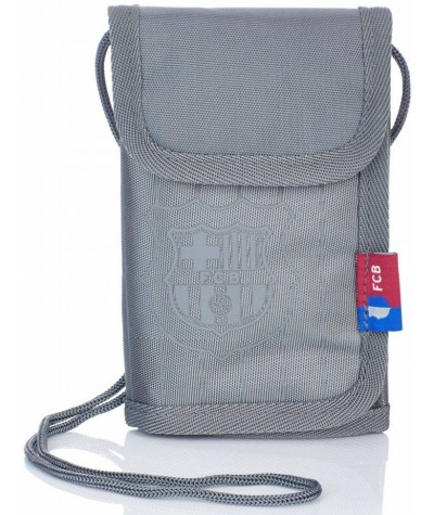 Szary portfel FC Barcelona dla młodzieży na szyję - portfel na wycieczkę