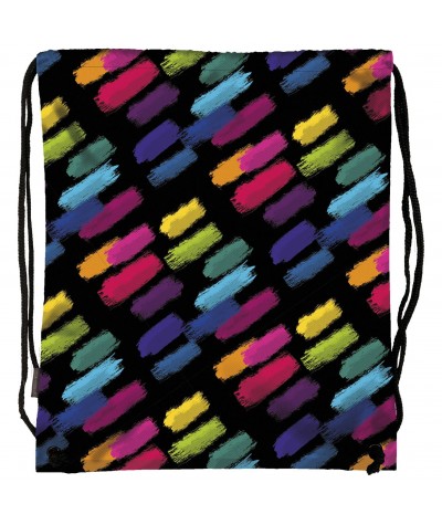 Worek / plecak na sznurkach kolorowy, tęczowe mazaje dla młodzieży BackUP NA OBUWIE A 53 kolorowe pasy