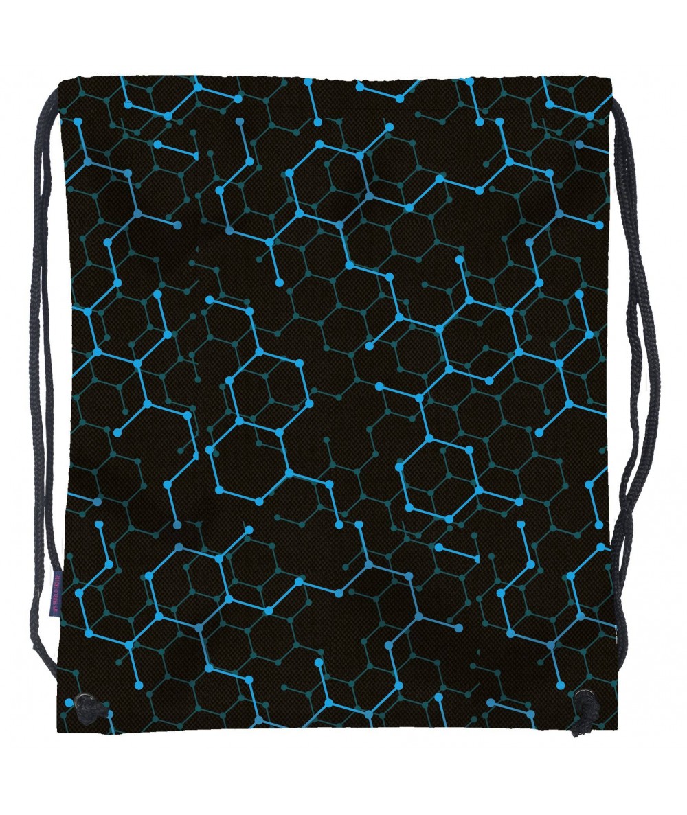 Worek / plecak na sznurkach czarny dla chłopaka BackUP w niebiesko-zielony wzór NA OBUWIE A 5 chemiczna abstrakcja