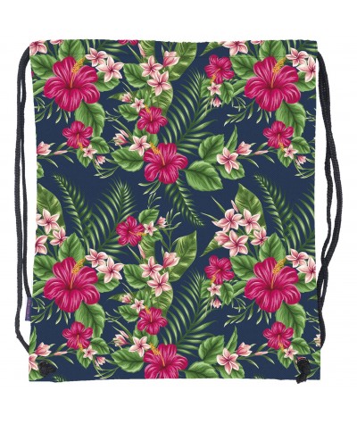 Worek / plecak na sznurkach w kwiaty, hibiskus dla dziewczyny BackUP NA OBUWIE A 12 hibiskusy - jungle HIT!