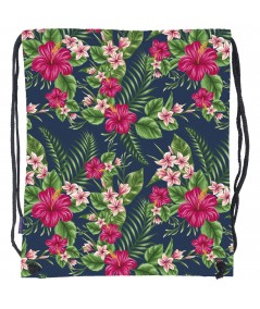 Worek / plecak na sznurkach w kwiaty, hibiskus dla dziewczyny BackUP NA OBUWIE A 12 hibiskusy - jungle HIT!