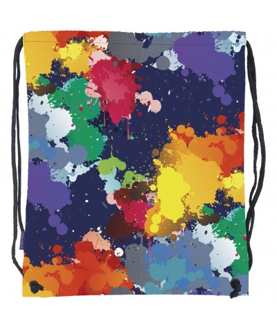 Worek / plecak na sznurkach kolorowy w plamy dla chłopaka, dla dziewczyny BackUP NA OBUWIE A 19 kolorowe farby, colorful HIT!
