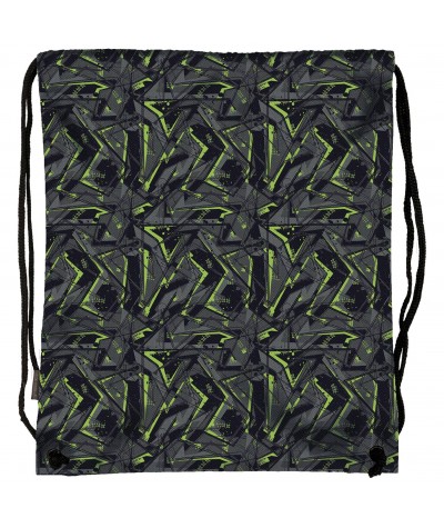 Worek / plecak na sznurkach w mazaje szary dla chłopaka BackUP NA OBUWIE A 31 szaro-zielona abstrakcja