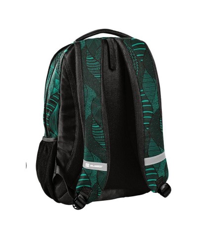Zielony plecak w liście, przeplatające się fale do szkoły dla młodzieży Paso