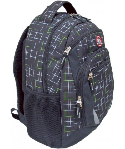 Plecak w kreski czarny dla chłopaka Are - modny plecak szkolny dla chłopaka