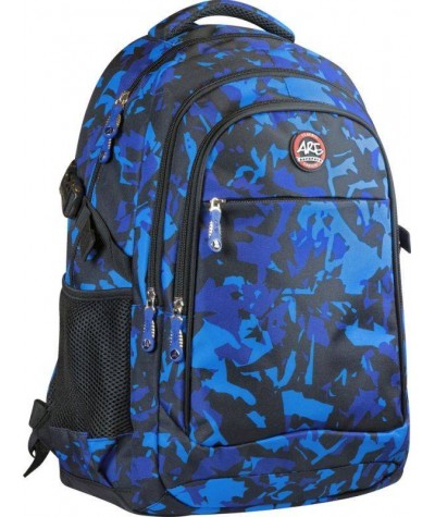 Plecak w niebieskie plamy młodzieżowy Are - GRANATOWY szerokie szelki PL-1708 - granatowy plecak dla chłopaka, niebieski plecak