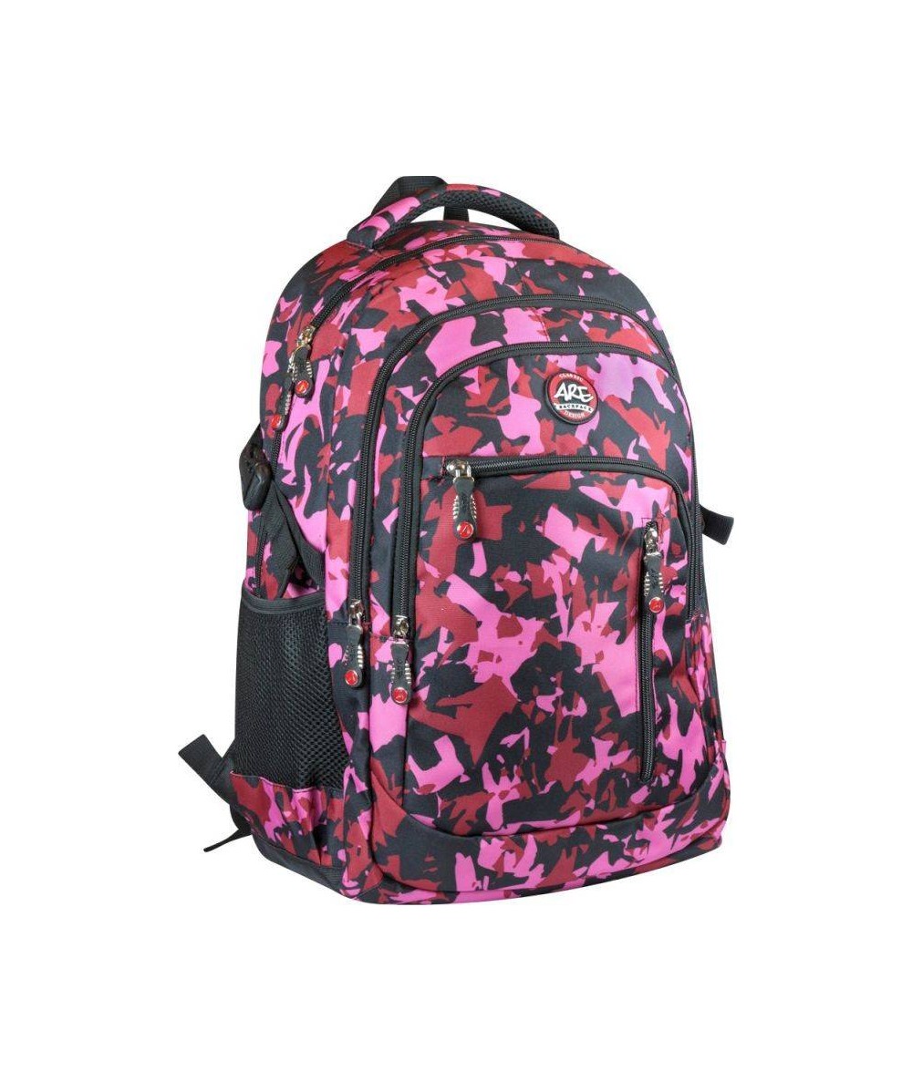 Plecak w moro różowy, fioletowy dla dziewczyny Are - RÓŻOWE MORO szerokie szelki PL-17090 przód