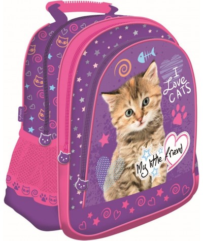 Plecak z kotem: fioletowy i różowy do 1 klasy dla dzieci MY LITTLE FRIEND 