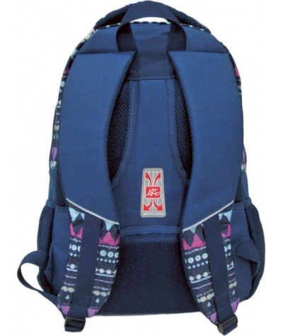 Plecak w szlaczki FIOLETOWE WZORY szerokie szelki dla ucznia Are PL-1814, modny plecak szkolny tył
