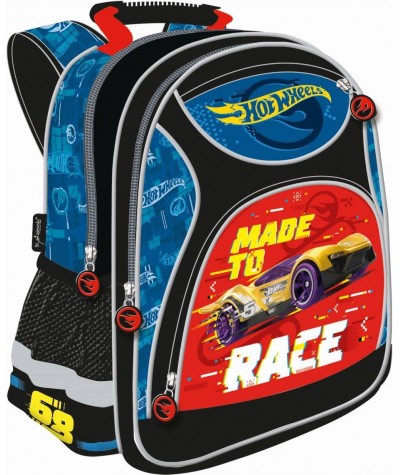 Plecak szkolny Hot Wheels 4 przegrody dla chłopca z wyścigówką