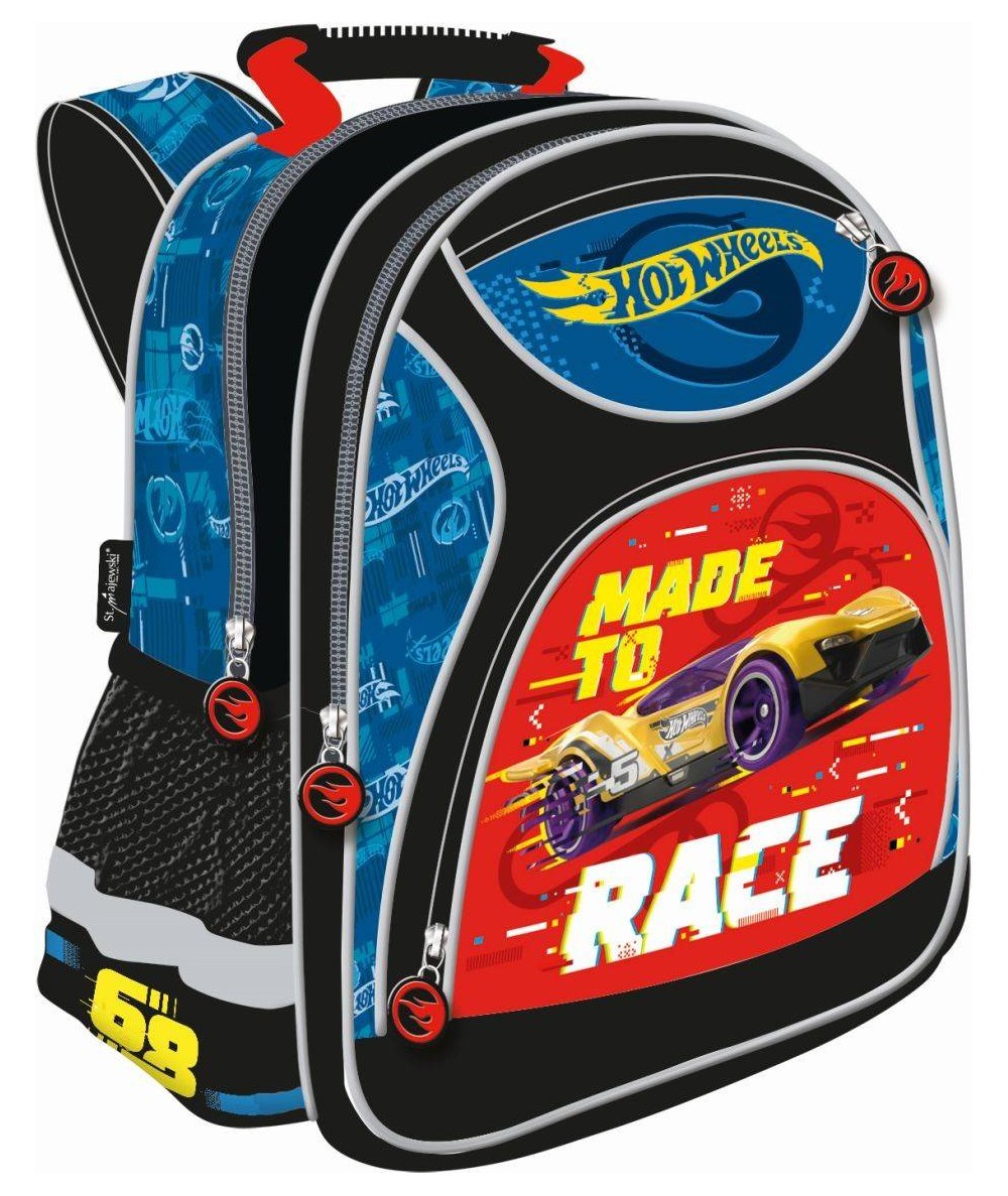 Plecak szkolny Hot Wheels 4 przegrody dla chłopca z wyścigówką