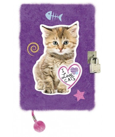 Fioletowy pamiętnik pluszowy z kotem My Little Friend - A5 / 96 k.