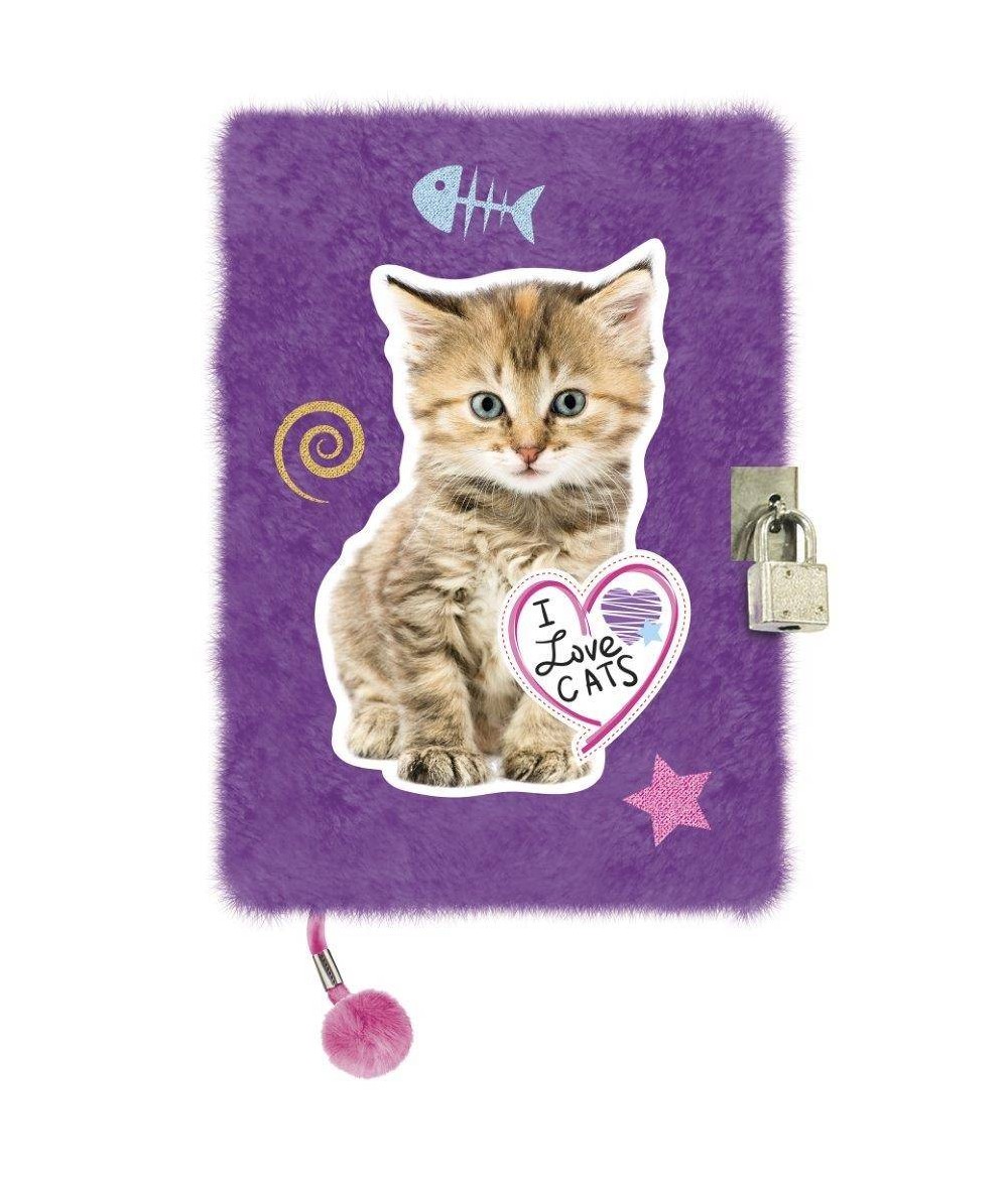 Fioletowy pamiętnik pluszowy z kotem My Little Friend - A5 / 96 k.