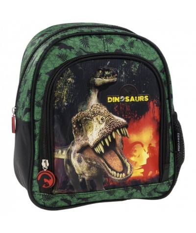 Zielony plecaczek dla przedszkolaka z dinozaurem dla chłopca mały
