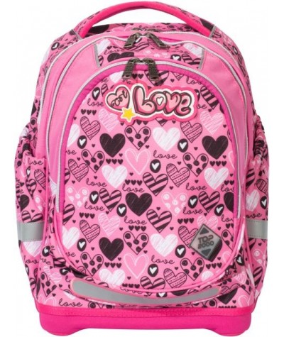 Plecak w serduszka różowy dla dziewczyny top-2000, plecak jak tornister, plecak love